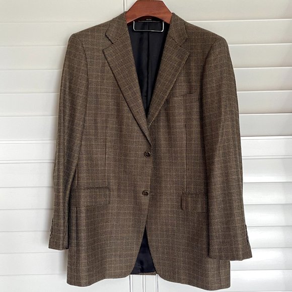 *EXLNT CONDITION* John W. Nordstrom Cashmere Sport Coat in Brn/Blk Houndstooth - Picture 2 of 9